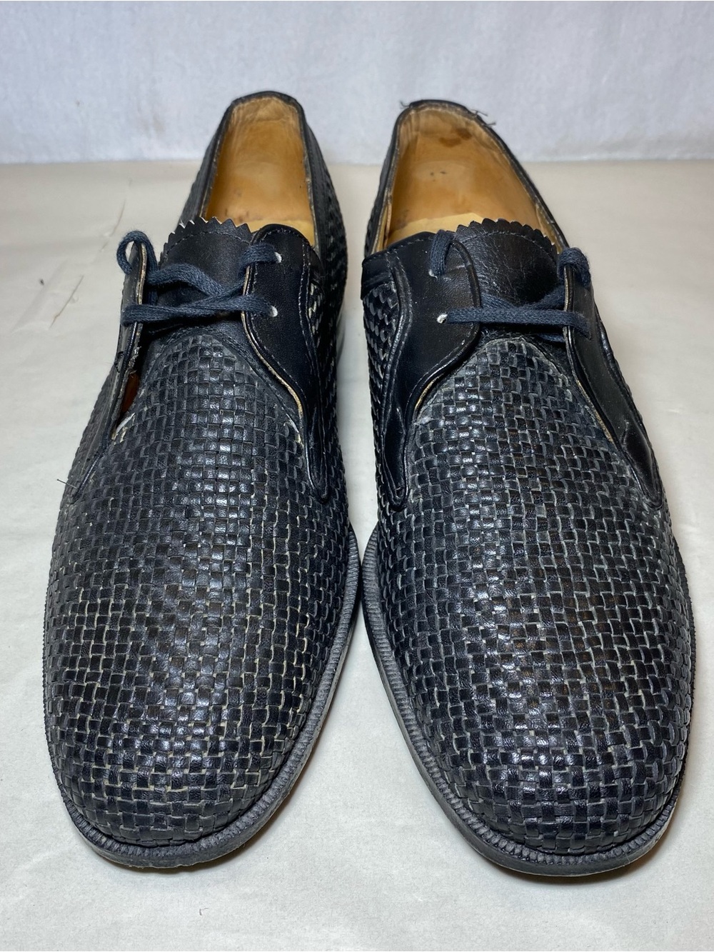 Vintage Clasicor Lux 1997 Black Woven Leather Derby Dress Shoes Romanian Men’s 9